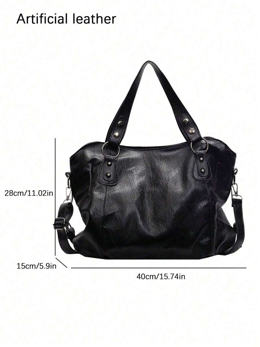Fashionable Large Capacity Faux Leather Tote Bag, Commuter Shoulder Crossbody Women's Bag, Suitable For Outings, Shopping, Travel