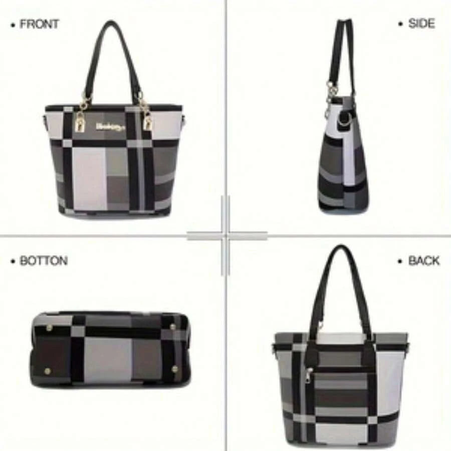 6-Pcs Womens Handbags Tote Bags Shoulder Bag Leather Purses Satchel Bag Top-Handle Handbag Crossbody Bag Wallet Clutch