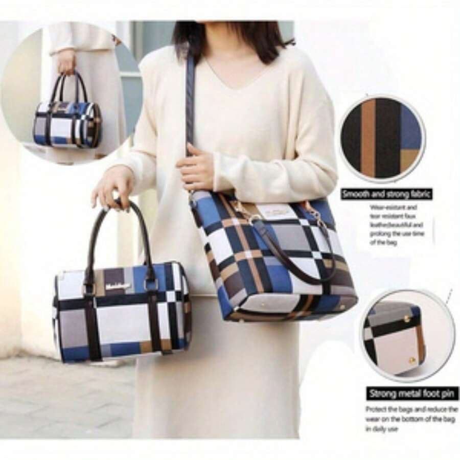 6-Pcs Womens Handbags Tote Bags Shoulder Bag Leather Purses Satchel Bag Top-Handle Handbag Crossbody Bag Wallet Clutch