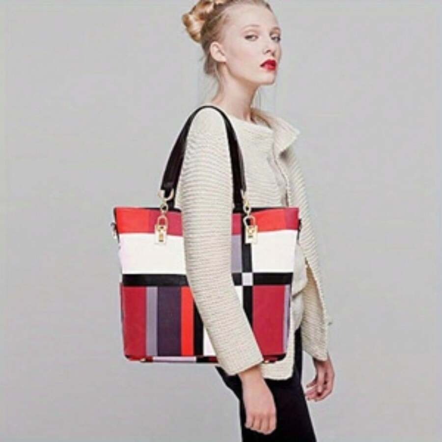 6-Pcs Womens Handbags Tote Bags Shoulder Bag Leather Purses Satchel Bag Top-Handle Handbag Crossbody Bag Wallet Clutch