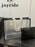 2pcs/Set Fashionable Color Block Transparent Beach Tote Bag For Women