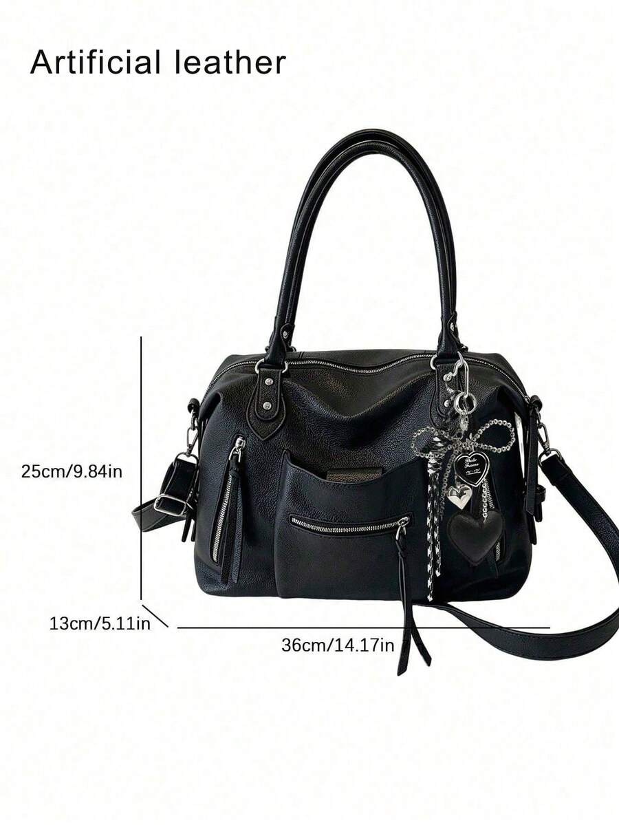Large Capacity,Artificial Leather, High-End Bag, Shoulder Crossbody Bag, Retro, Versatile Handbag, Simple Tote Bag, Medieval Motorcycle Bag.