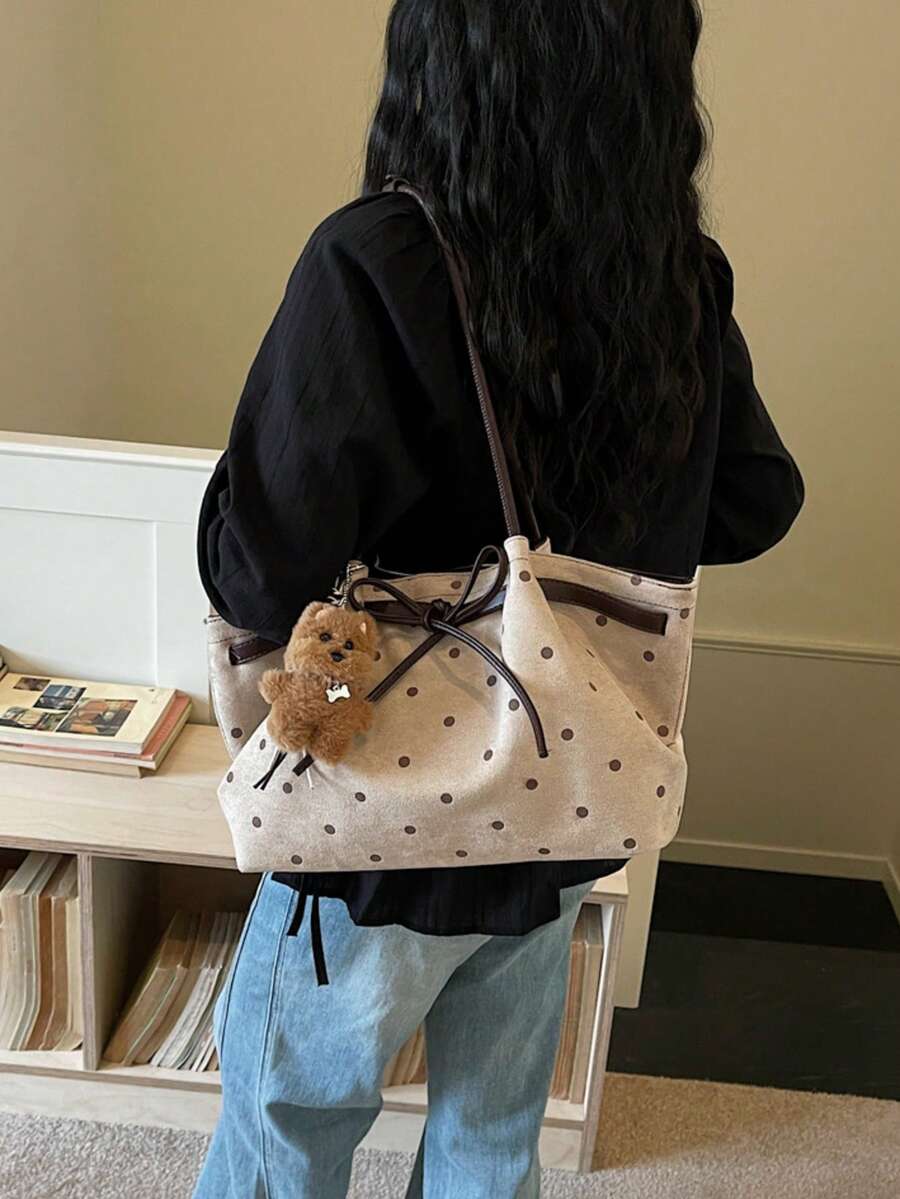 Casual Handheld Tote Bag Fashion Wave Point Underarm Shoulder Bag Large Capacity Commuter Bag