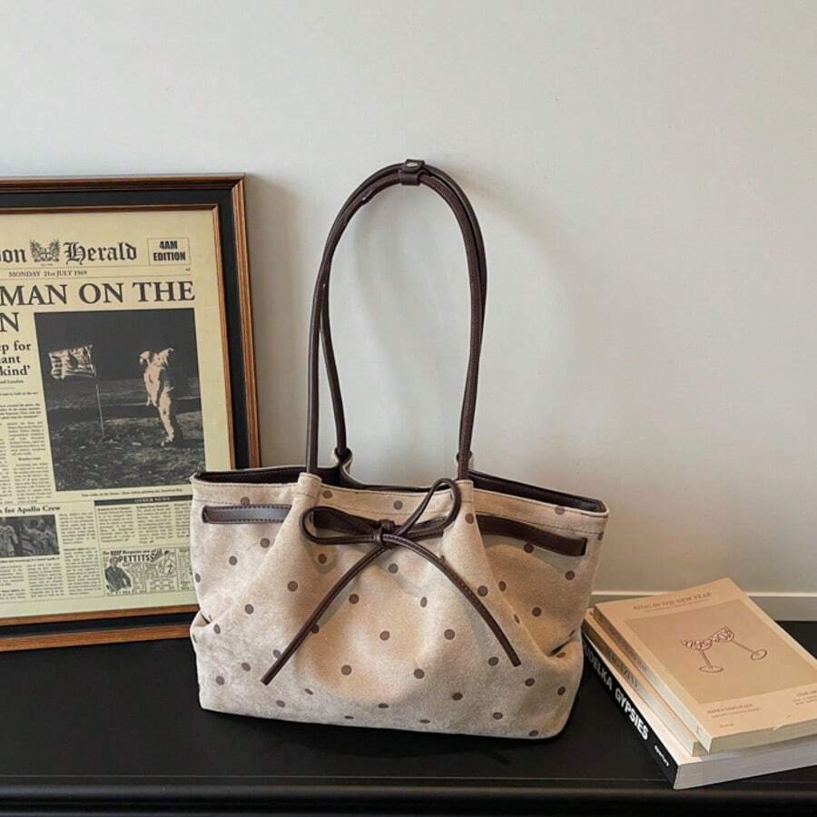 Casual Handheld Tote Bag Fashion Wave Point Underarm Shoulder Bag Large Capacity Commuter Bag