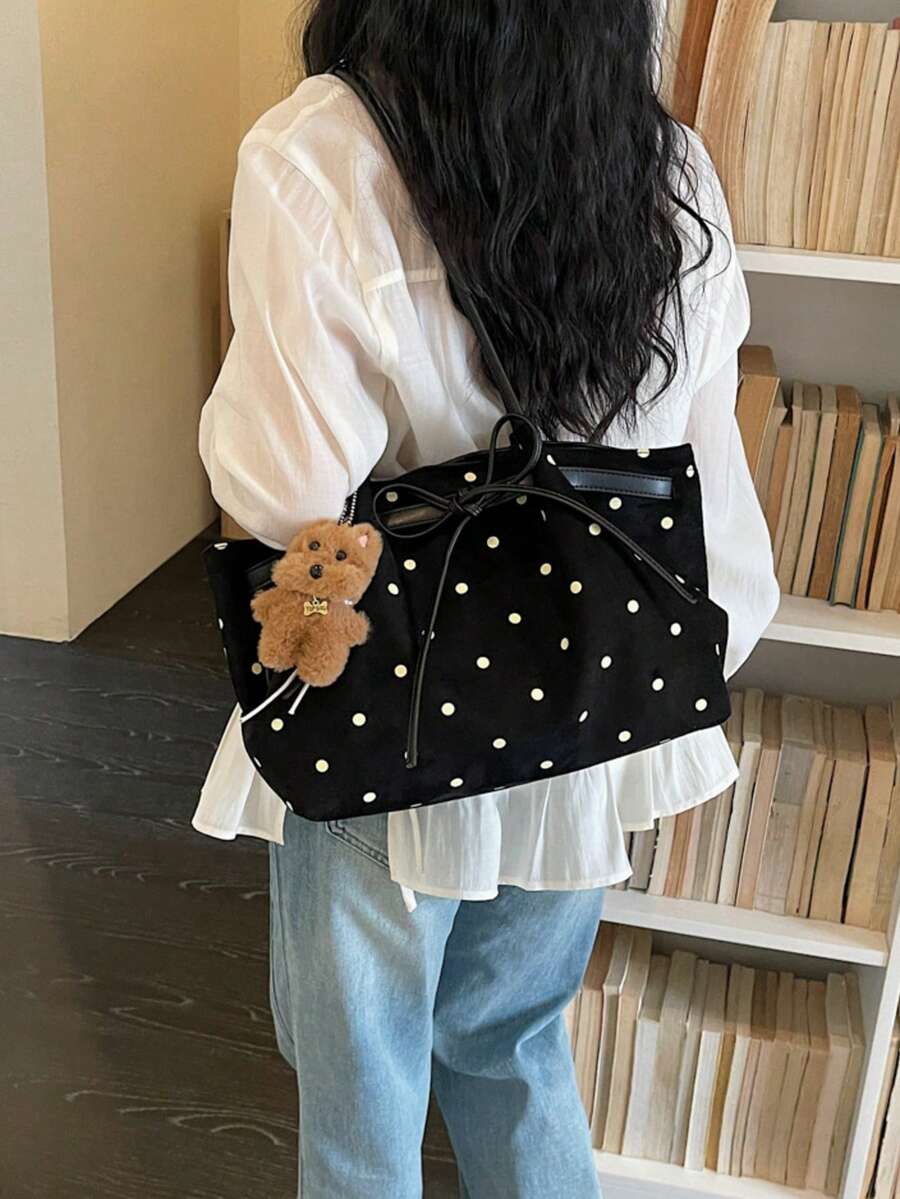 Casual Handheld Tote Bag Fashion Wave Point Underarm Shoulder Bag Large Capacity Commuter Bag