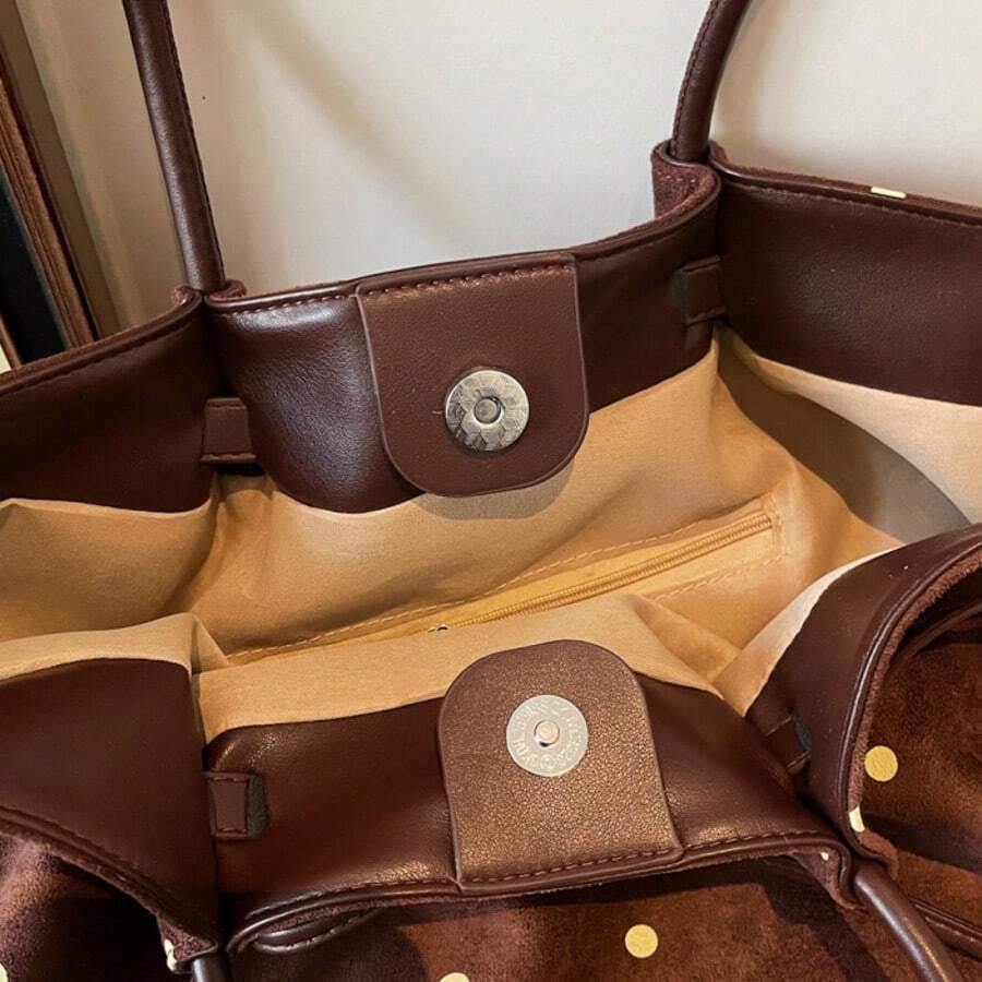 Casual Handheld Tote Bag Fashion Wave Point Underarm Shoulder Bag Large Capacity Commuter Bag