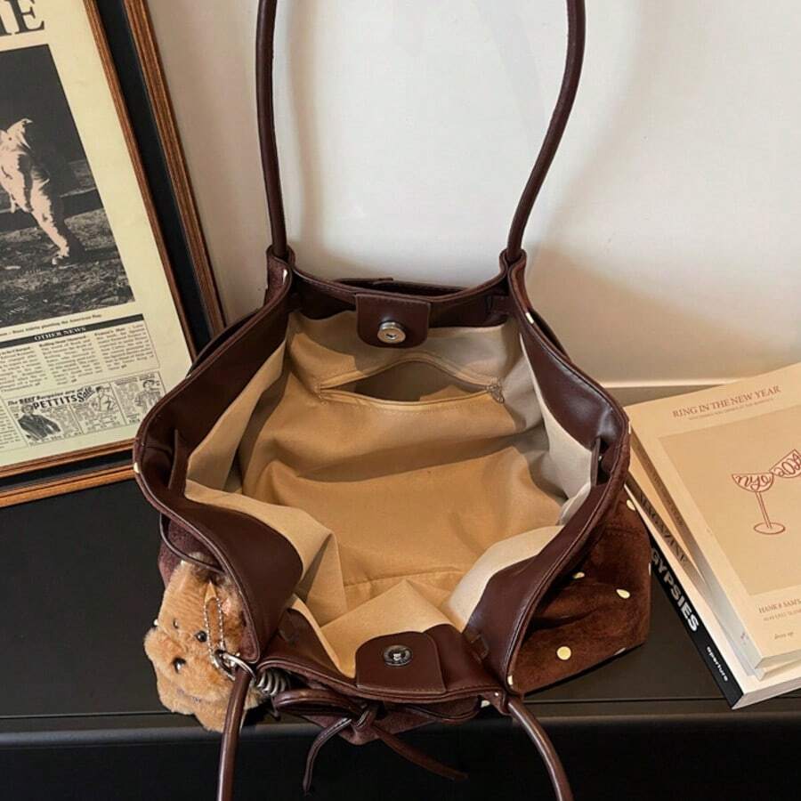 Casual Handheld Tote Bag Fashion Wave Point Underarm Shoulder Bag Large Capacity Commuter Bag