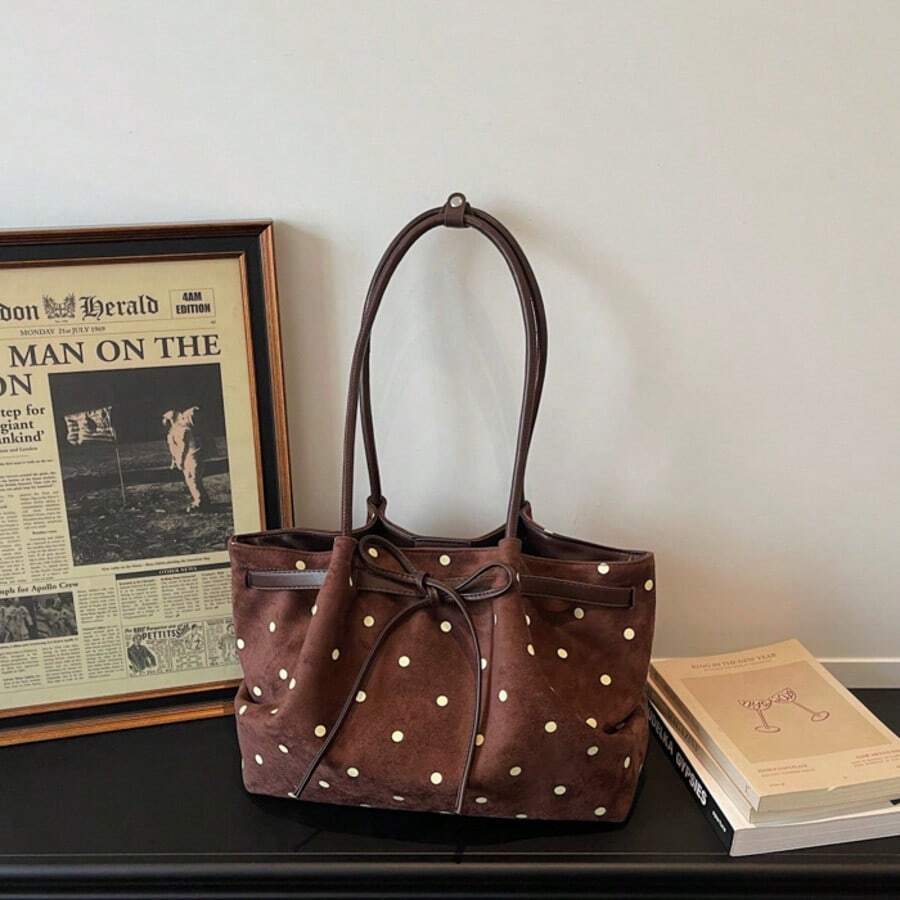 Casual Handheld Tote Bag Fashion Wave Point Underarm Shoulder Bag Large Capacity Commuter Bag