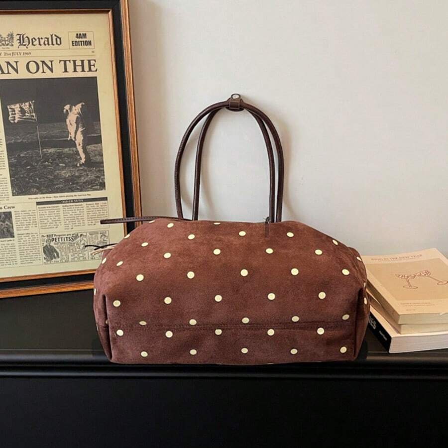 Casual Handheld Tote Bag Fashion Wave Point Underarm Shoulder Bag Large Capacity Commuter Bag