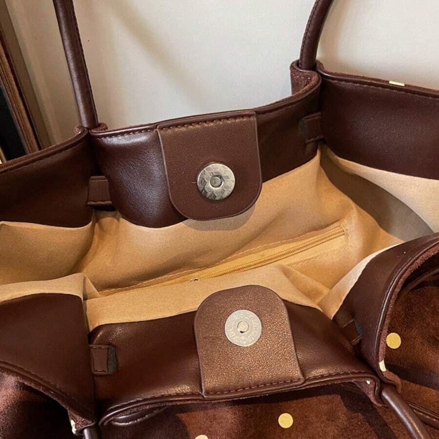 Casual Handheld Tote Bag Fashion Wave Point Underarm Shoulder Bag Large Capacity Commuter Bag