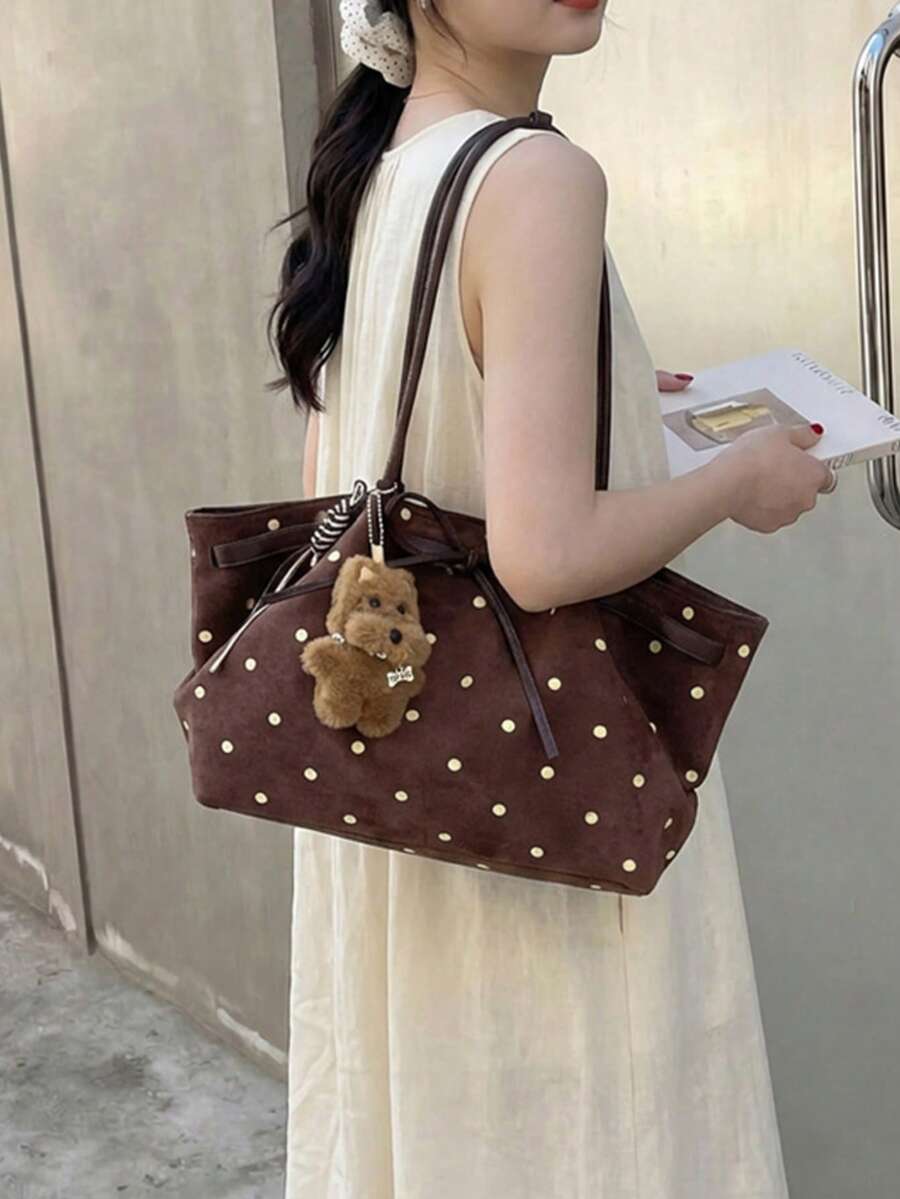 Casual Handheld Tote Bag Fashion Wave Point Underarm Shoulder Bag Large Capacity Commuter Bag