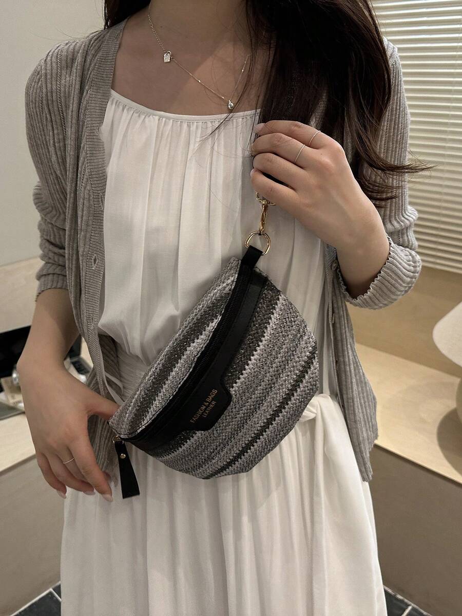 Fashionable Women's Shoulder Bag, Textured Commuter Tote Bag, Crossbody Bag, Large Capacity, Minimalist Versatile Niche Design Casual Bag