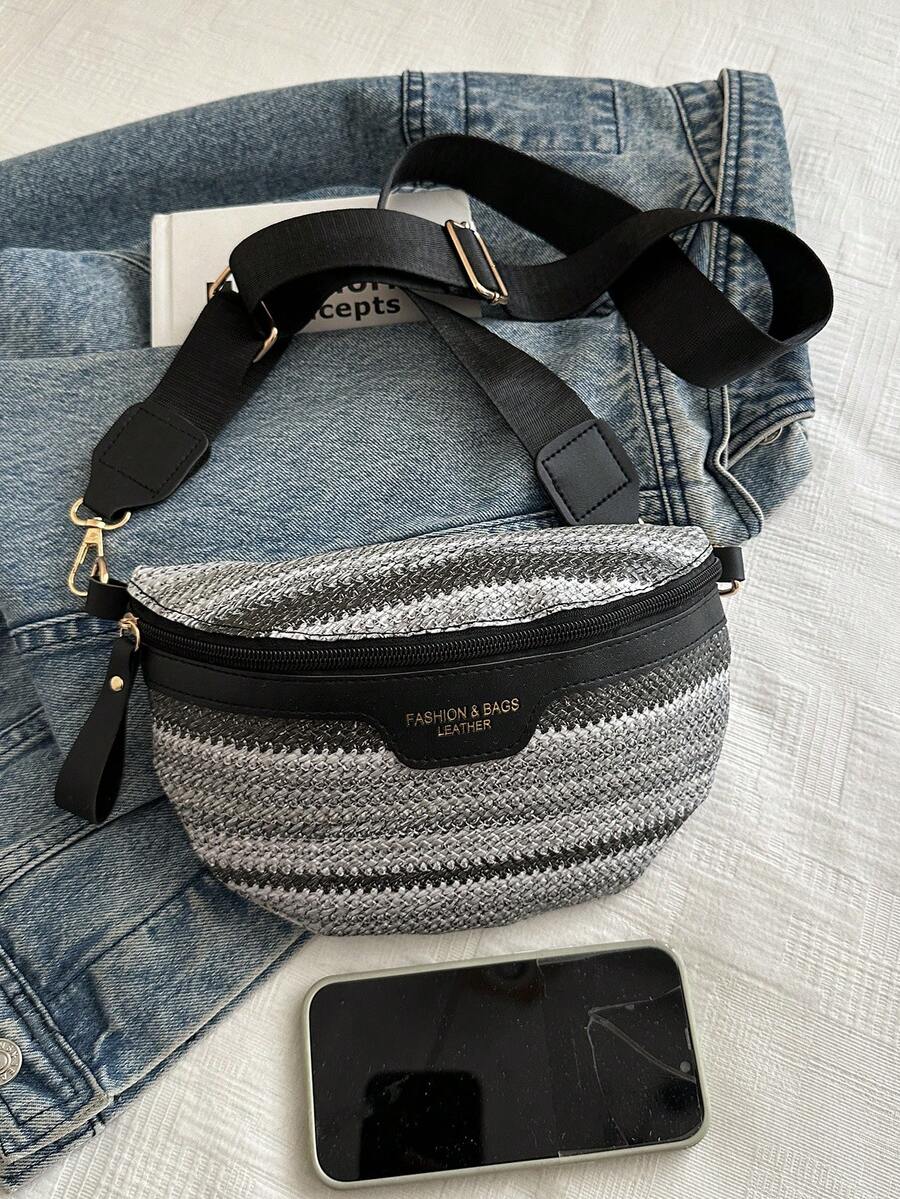 Fashionable Women's Shoulder Bag, Textured Commuter Tote Bag, Crossbody Bag, Large Capacity, Minimalist Versatile Niche Design Casual Bag