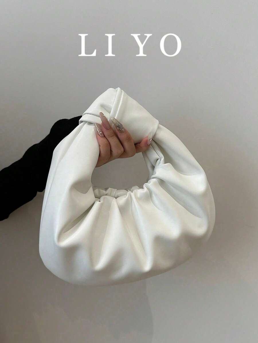 Women's Pleated Cloud-Shaped PU Leather Handbag, And High-Quality Tote Bag