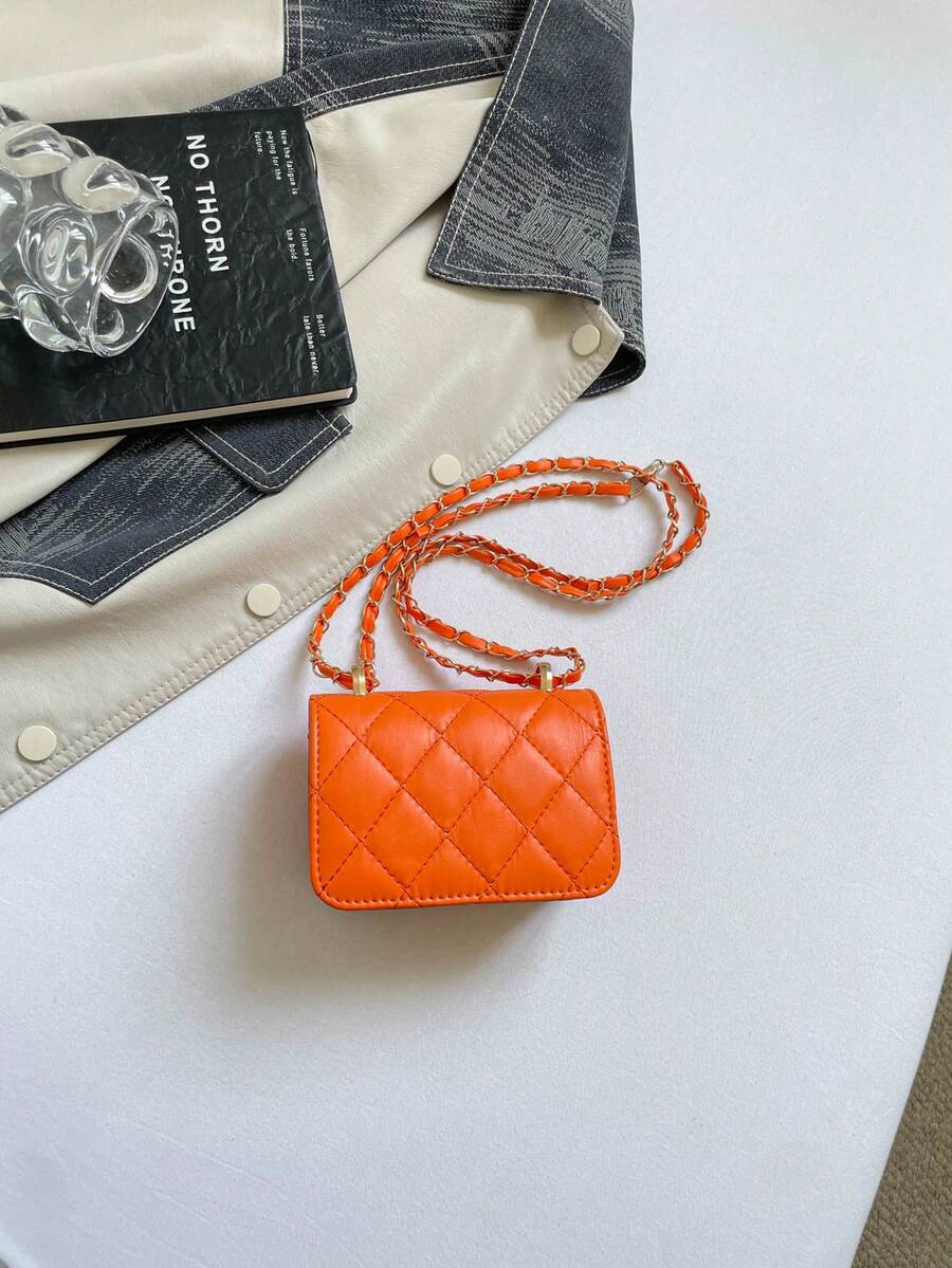 Mini Square Handbag New Style Women's Tote Bag Rhombus Quilted High-End Texture Shoulder Bag Woven Chain Flap Small Bag Red Cute Crossbody Women's Bag Accessory Bag