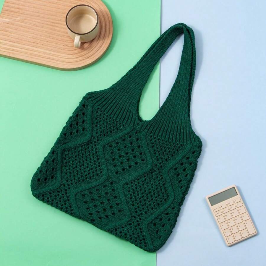 Versatile Knitted 2025 Summer Tote Bag For Women, Woven Handbag, Large Capacity, New Hollow Design, Casual Style Shoulder Bag
