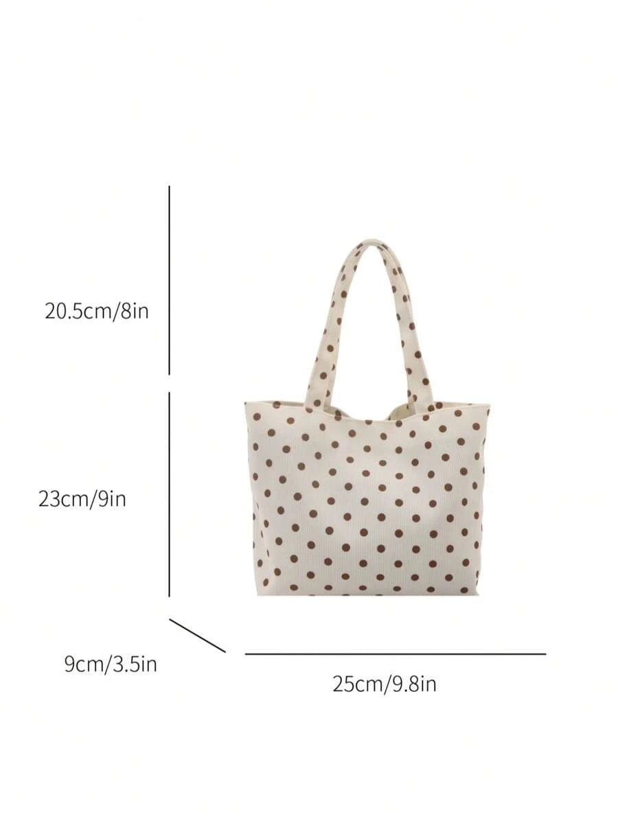 Strawberry Print Tote Bag Cute Style Fashion Large Capacity Versatile Shoulder Women's Bag Ribbed