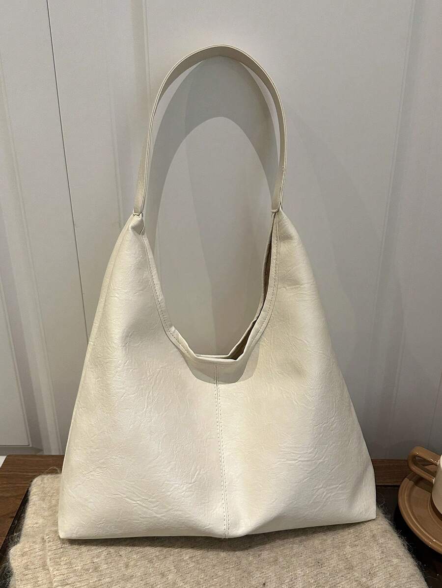 Women's New Large Tote Bag, Fashionable Design Shoulder Bag, Soft PU Material, Textured Style (Color Difference Due To Photo Angle)
