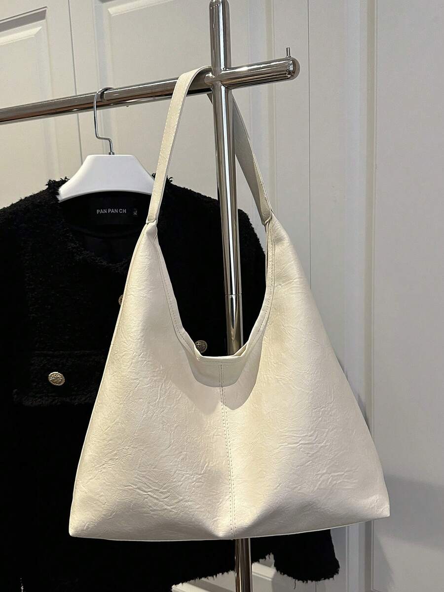 Women's New Large Tote Bag, Fashionable Design Shoulder Bag, Soft PU Material, Textured Style (Color Difference Due To Photo Angle)