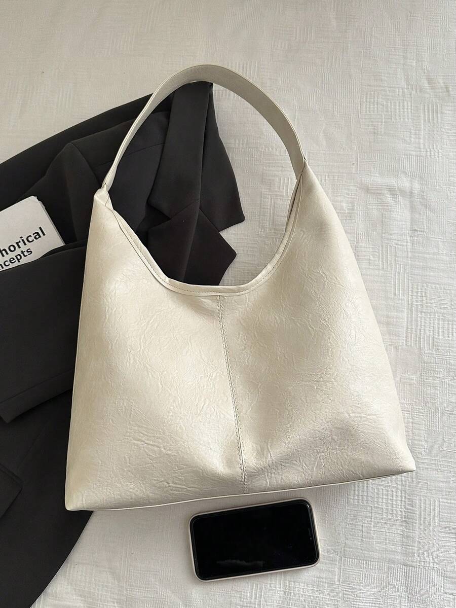 Women's New Large Tote Bag, Fashionable Design Shoulder Bag, Soft PU Material, Textured Style (Color Difference Due To Photo Angle)