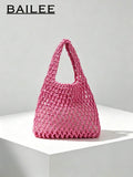 BAILEE Fashion Casual Multi-Color Hand-Woven Tote Bag, PU Base, Ocean Theme Decoration, Suitable For Beach Wear, Great Gift