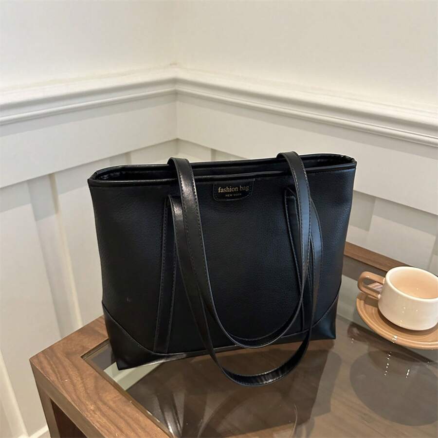 Shoulder BagAutumn Large-Capacity Tote Bag, Fashionable, Simple, Textured, Women's Commuter Shoulder Bag, Popular, Beautiful, Color-Blocking