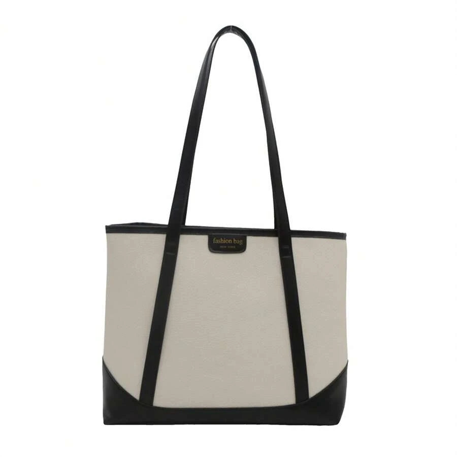 Shoulder BagAutumn Large-Capacity Tote Bag, Fashionable, Simple, Textured, Women's Commuter Shoulder Bag, Popular, Beautiful, Color-Blocking