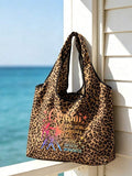 12 Zodiac Signs Print Leopard Tote Bag, Outdoor Shoulder Bag, Handbag