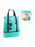 Vacation,Casual,Minimalist Double Layer Beach Bag, Lightweight,Portable,With Multi Pockets, Versatile Travel Bag, For Festivals/Vacation/Holiday
