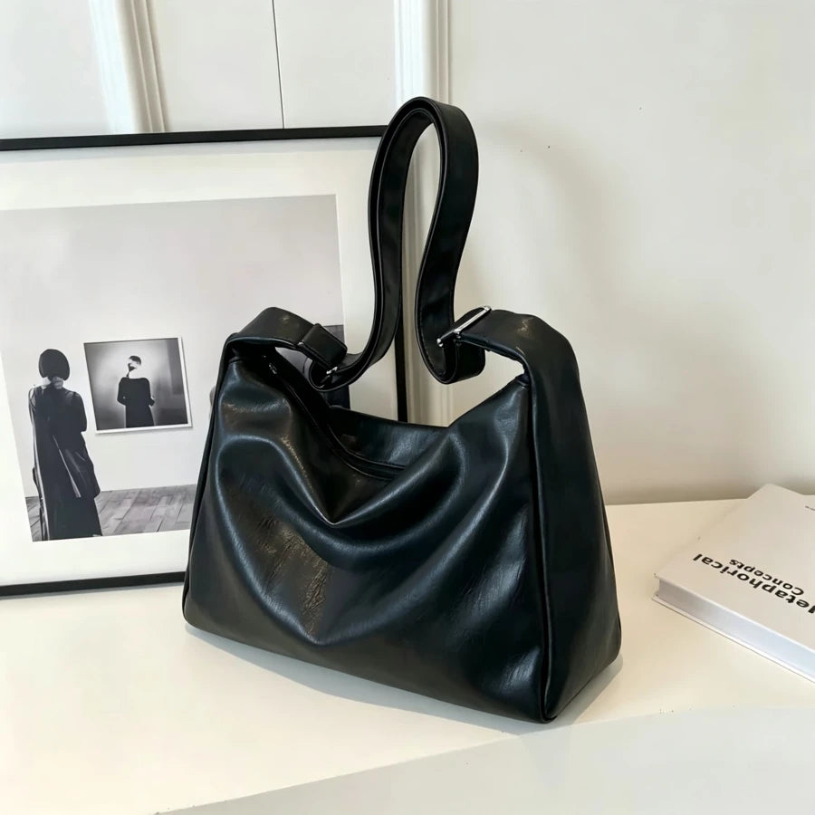 Women Hobo Bag Faux Leather Shoulder Bag Large Capacity Handbag Casual Underarm Purse Adjustable Strap Fashion Daily Bag