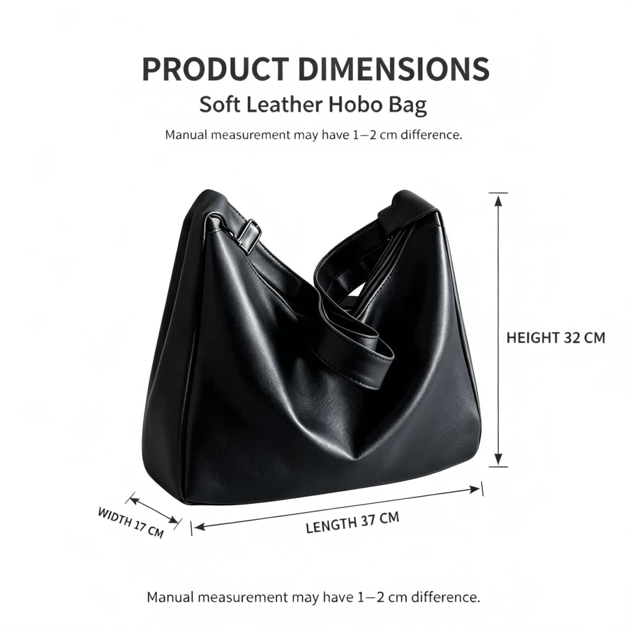 Women Hobo Bag Faux Leather Shoulder Bag Large Capacity Handbag Casual Underarm Purse Adjustable Strap Fashion Daily Bag