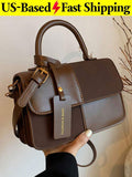 Simple Brown Plaid Handbag Tote Shoulder Crossbody Bag For Women Small Vintage P