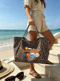 Large Capacity Women's Fashion Leopard Print Beach Tote Bag