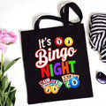 Canvas Tote Bag Unisex Shoulder Bag Commuting Travel Daily Use Black White Bingo Night Design Shopping Beach School Office Market Groc