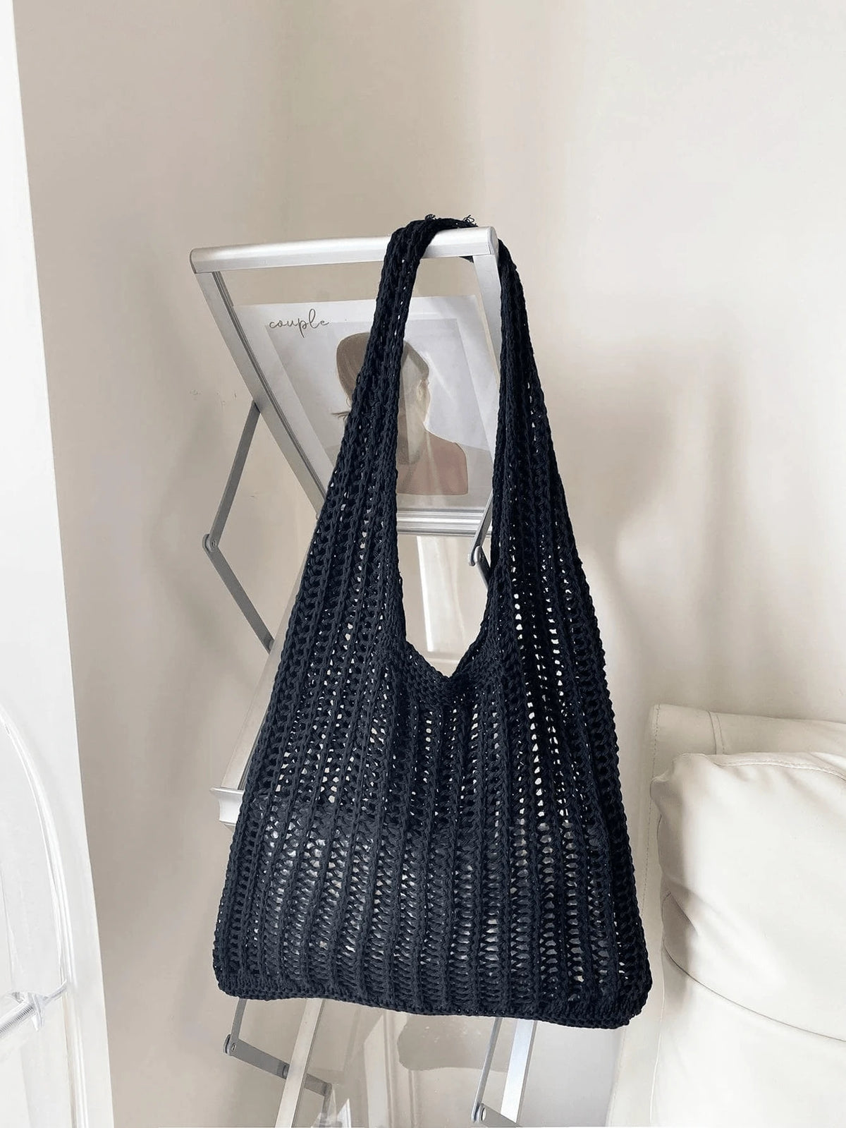 ENBEI Large Capacity Vintage Beach Bag, Bohemian Beach Bag, Holiday Essential, Women's Fashion Handmade Crochet Handbag. Suitable For College Students, Back To School And Mother's Day Gifts, Beach Bag