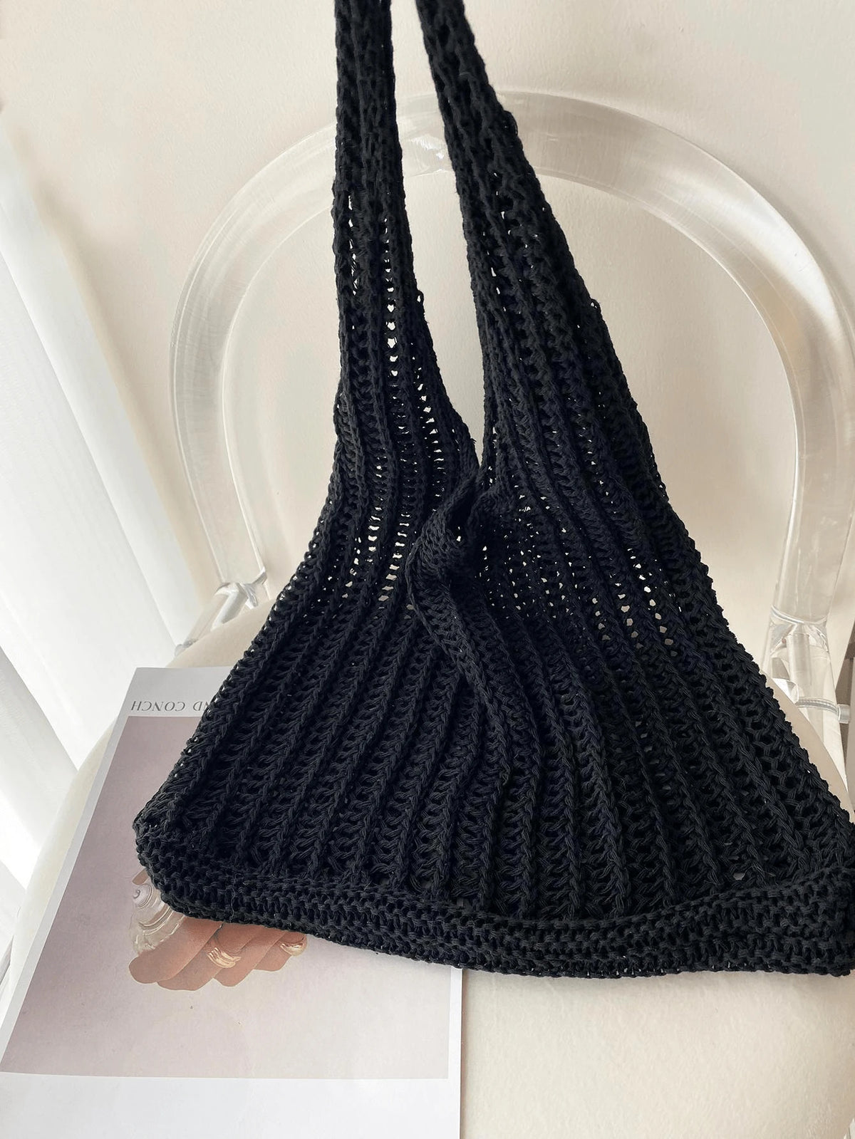 ENBEI Large Capacity Vintage Beach Bag, Bohemian Beach Bag, Holiday Essential, Women's Fashion Handmade Crochet Handbag. Suitable For College Students, Back To School And Mother's Day Gifts, Beach Bag