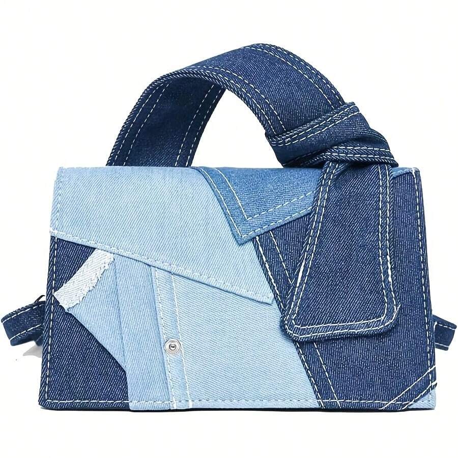 Stylish Two Tone Patchwork Crossbody Tote Bag For Women With Magnetic Closure Adjustable Strap Polyester Lining Perfect For Daily Use And Everyday Sho