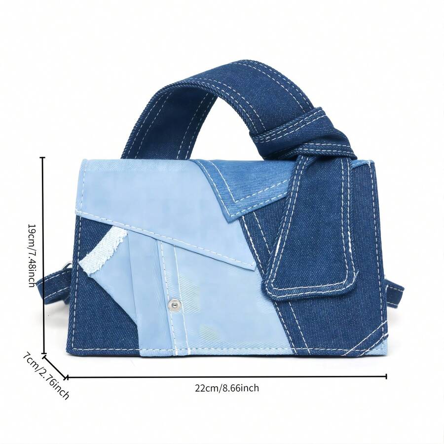 Stylish Two Tone Patchwork Crossbody Tote Bag For Women With Magnetic Closure Adjustable Strap Polyester Lining Perfect For Daily Use And Everyday Sho