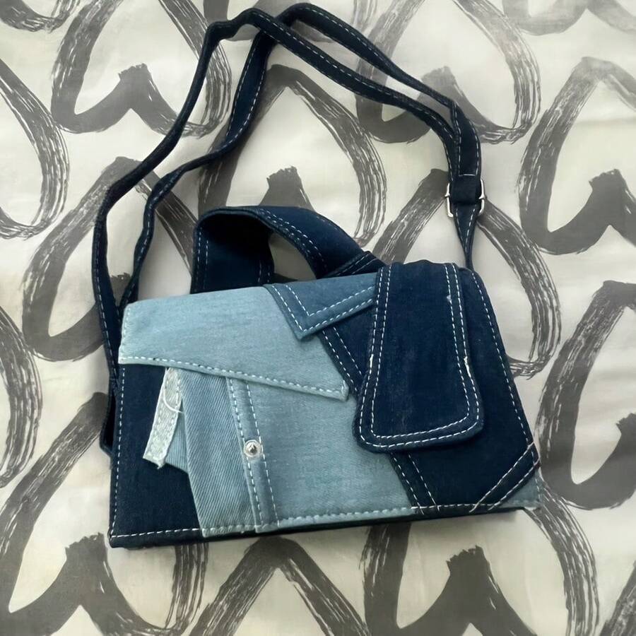 Stylish Two Tone Patchwork Crossbody Tote Bag For Women With Magnetic Closure Adjustable Strap Polyester Lining Perfect For Daily Use And Everyday Sho
