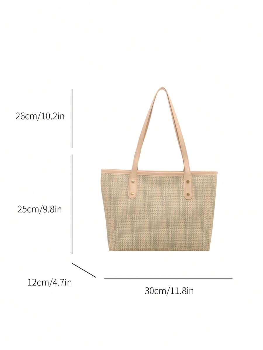 2026 New Fashionable Large Capacity Striped Colorblock Aesthetic Tote Underarm Bag For Women, Commuter Style