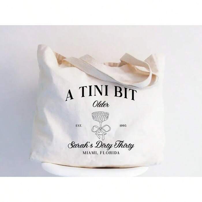 Tini Bit Older Birthday Party Tote Bag, Martini Theme Birthday Bag