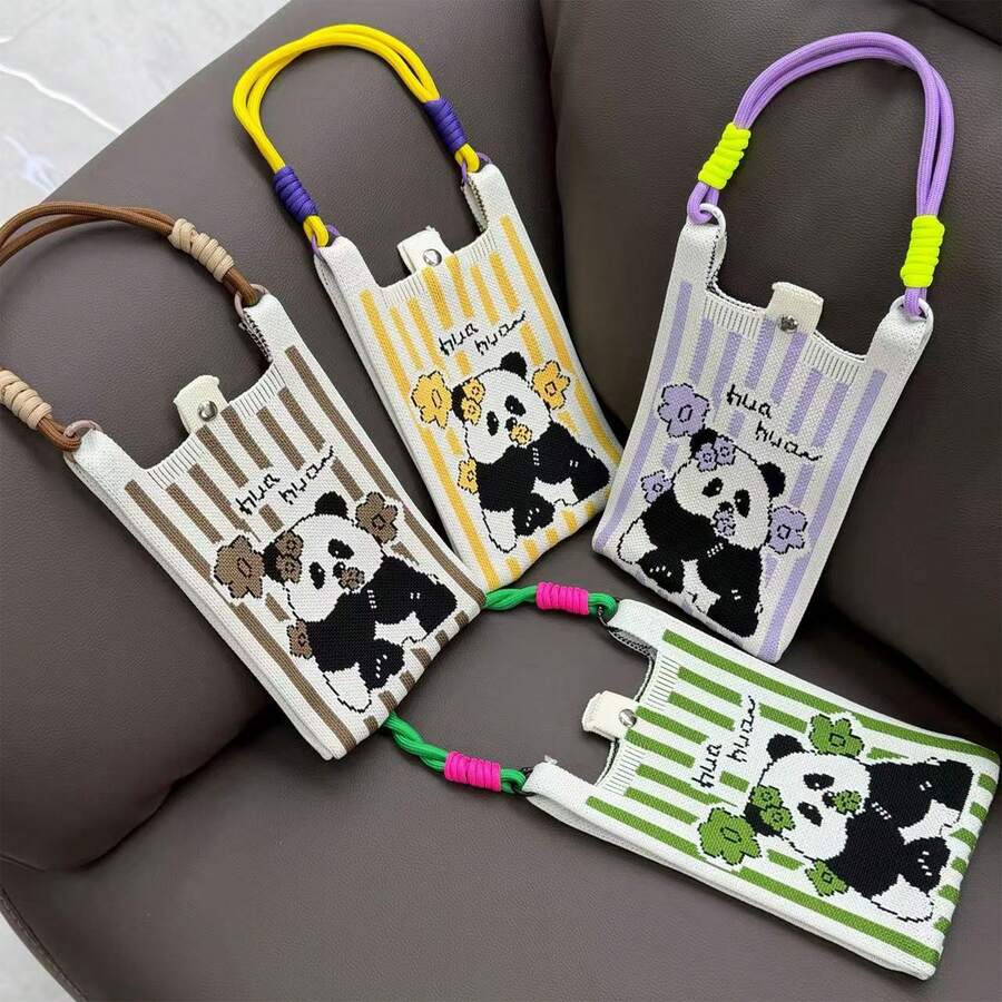 New Cute Cartoon Knitted Bag 2026 Crossbody Large Capacity Tote Bag Versatile