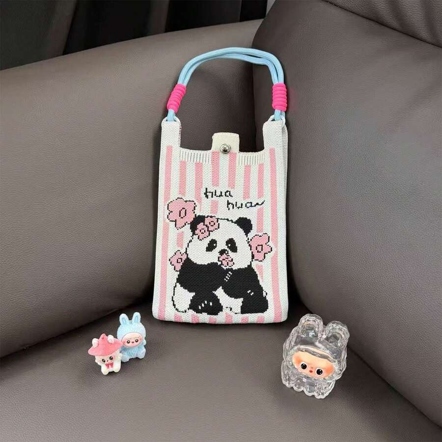 New Cute Cartoon Knitted Bag 2026 Crossbody Large Capacity Tote Bag Versatile