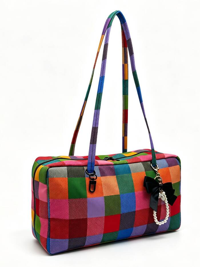 Nylon Polka Dots Bowler Bag Purse For Women Shoulder Bag Top Handle Slouchy Tote