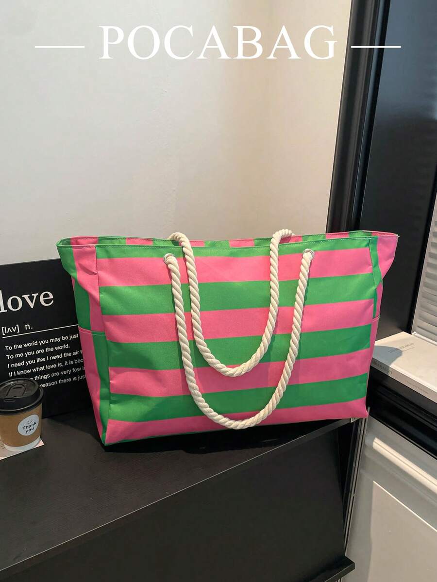 Women's Beach Bag, Large Waterproof Beach Tote Bag With Zipper, Waterproof Sand-Proof Pool Bag, Large Tote Bag (Random Pattern)