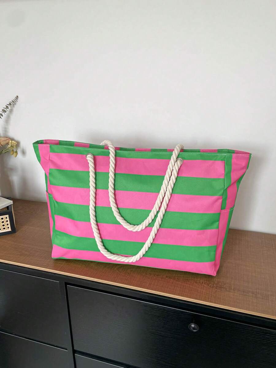 Women's Beach Bag, Large Waterproof Beach Tote Bag With Zipper, Waterproof Sand-Proof Pool Bag, Large Tote Bag (Random Pattern)