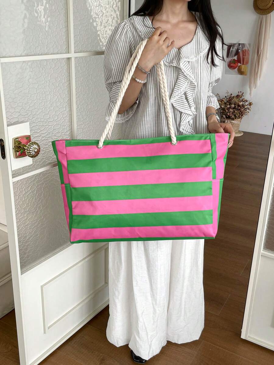 Women's Beach Bag, Large Waterproof Beach Tote Bag With Zipper, Waterproof Sand-Proof Pool Bag, Large Tote Bag (Random Pattern)