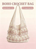 LFIRSTL Fashion Lace Crochet Hollow Design Vacation, School Bag, Large Capacity