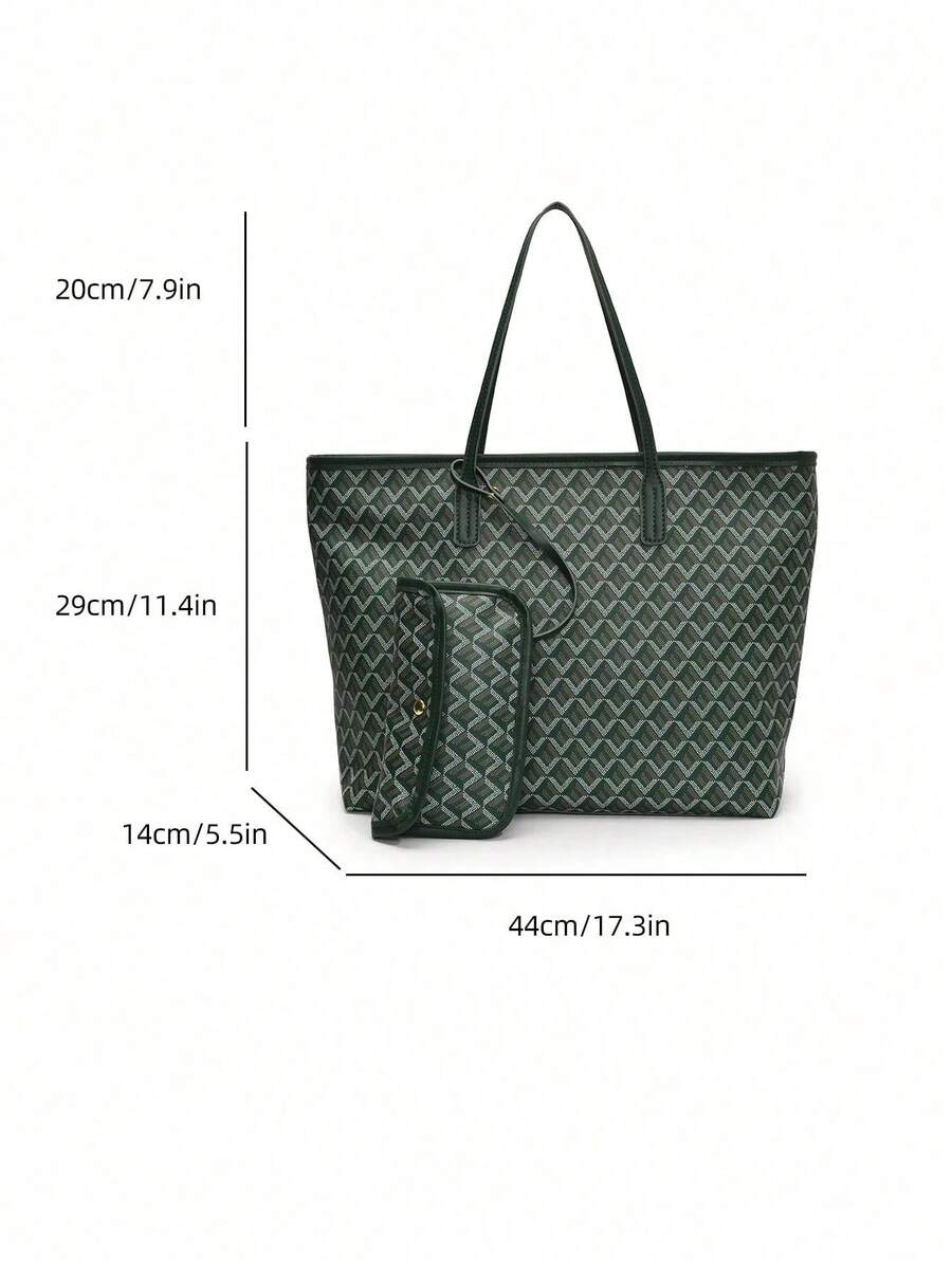 2pcs/Set 2026 New Fashion Patchwork Tote Bag,Large Capacity Travel Bag, Shopping Bag, Suitable ForWomen, Daily Use, Back To School Students