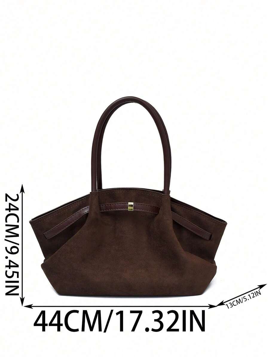 Matte Velvet Fabric & PU Retro Wing Tote Bag, All-Season Versatile, Suitable For Daily Commute, Sweet Dates, Shopping Trips, Afternoon Tea Gatherings, Short Vacations; Ideal For Urban White-Collar, St